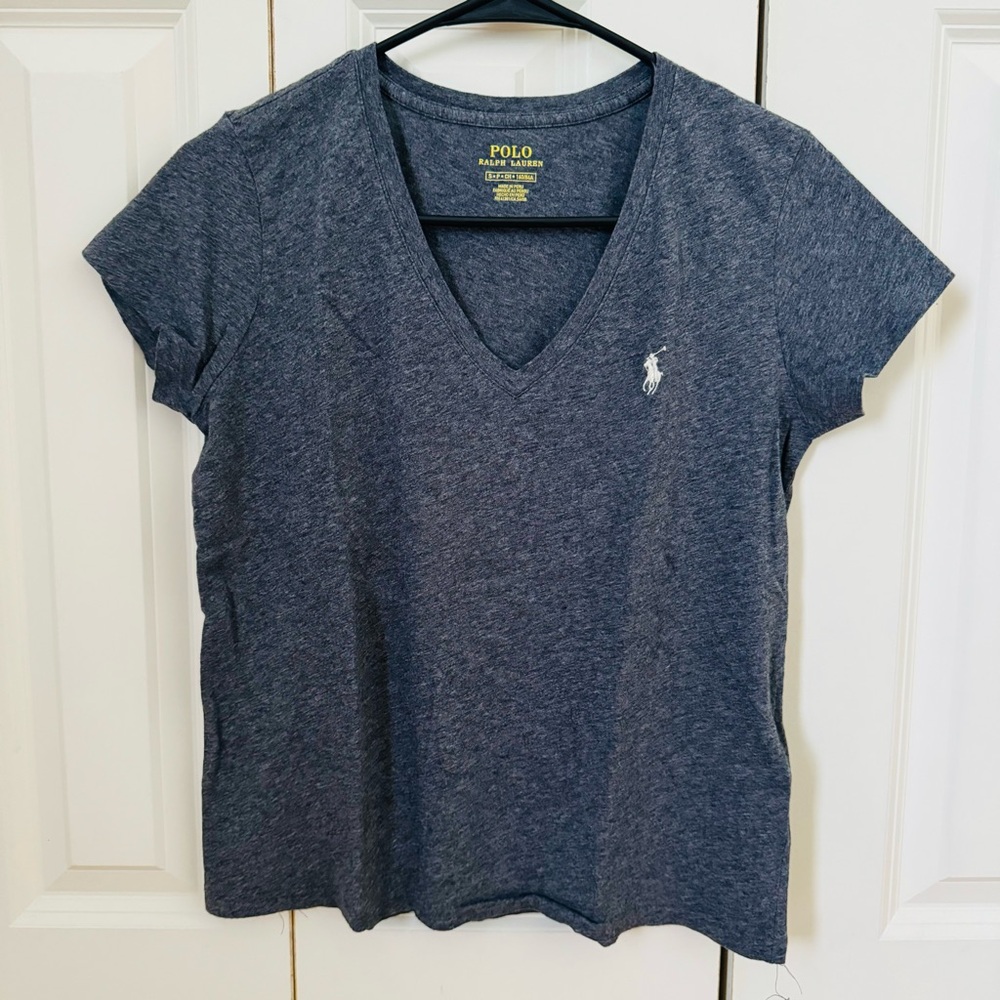 Ralph Lauren Polo V neck Womens Shirt Dark Grey Size S